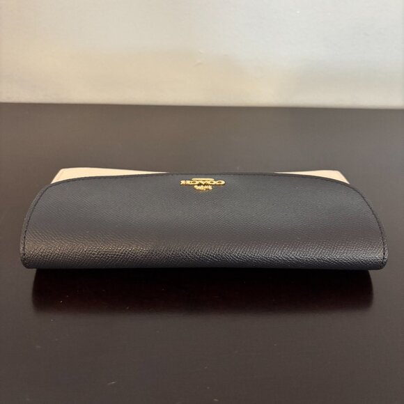 Coach Navy Blue White Colorblock Leather Slim Envelope Wallet - Picture 4 of 10